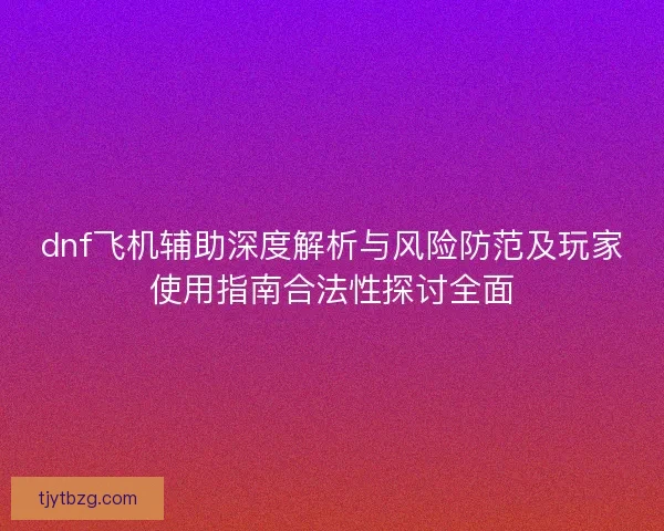 dnf飞机辅助深度解析与风险防范及玩家使用指南合法性探讨全面